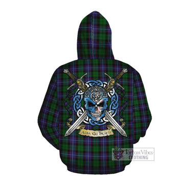 Galbraith Tartan Cotton Hoodie with Family Crest Celtic Skull Style