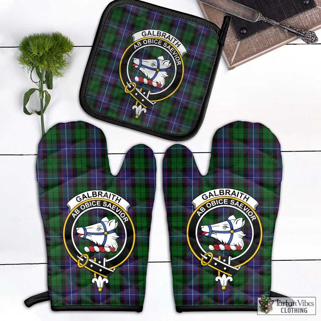 Galbraith Tartan Combo Oven Mitt & Pot-Holder with Family Crest Combo 1 Oven Mitt & 1 Pot-Holder Black - Tartan Vibes Clothing