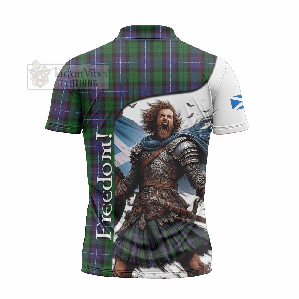 Tartan Vibes Clothing Galbraith Crest Tartan Zipper Polo Shirt Inspired by the Freedom of Scottish Warrior