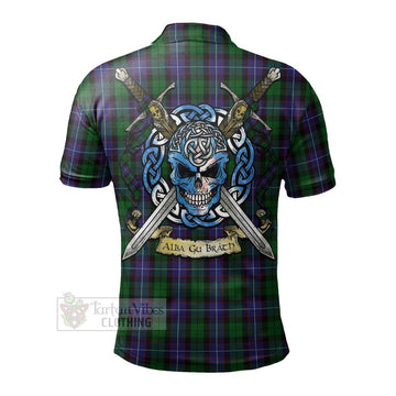 Galbraith Tartan Polo Shirt with Family Crest Celtic Skull Style