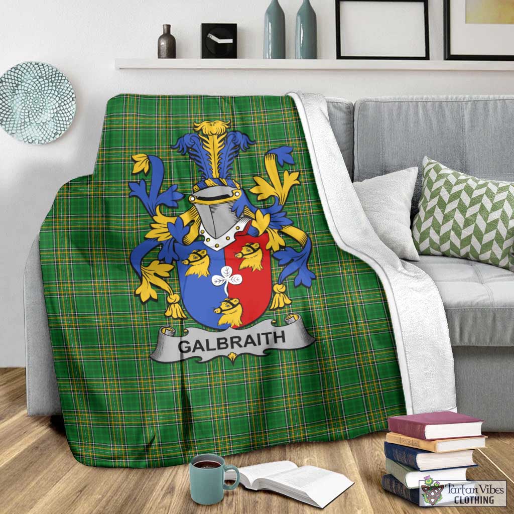 Tartan Vibes Clothing Galbraith Irish Clan Tartan Blanket with Coat of Arms