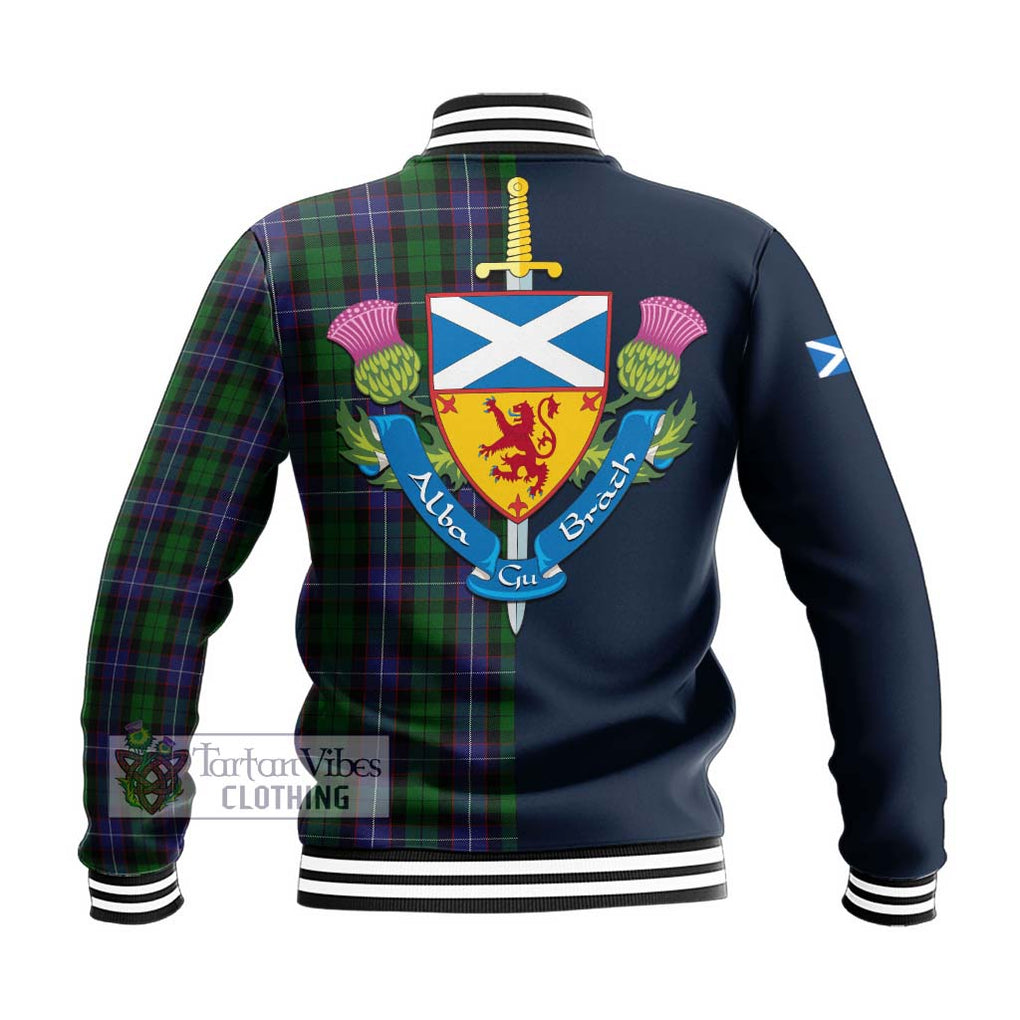 Galbraith Tartan Baseball Jacket Alba with Scottish Lion Royal Arm Half Style - Tartan Vibes Clothing