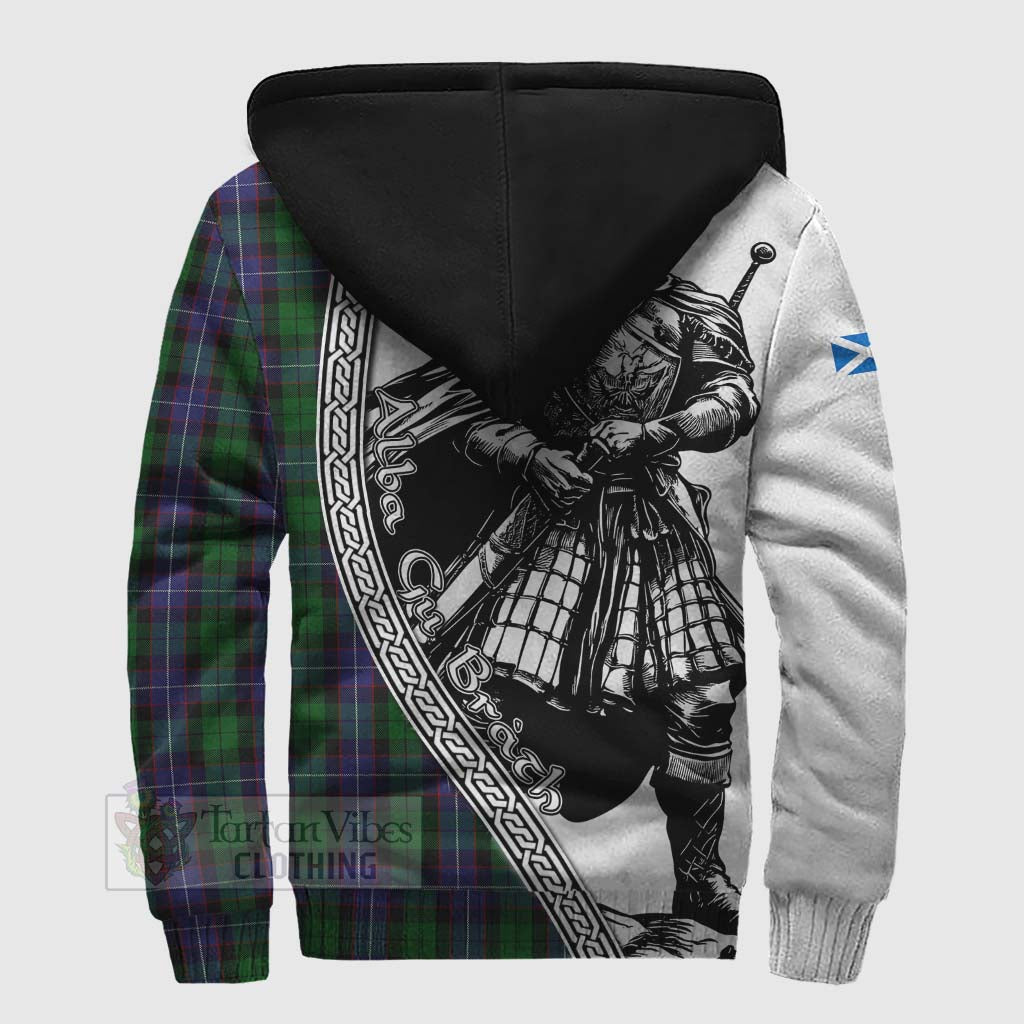 Tartan Vibes Clothing Galbraith Tartan Clan Crest Sherpa Hoodie with Highlander Warrior Celtic Style