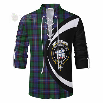 Galbraith Tartan Ghillie Kilt Shirt with Family Crest Circle Style