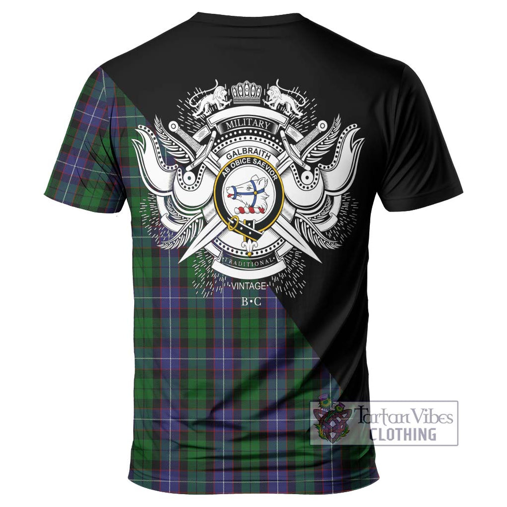 Galbraith Tartan T-Shirt with Family Crest and Military Logo Style - Tartanvibesclothing Shop