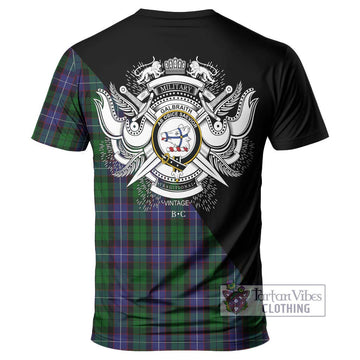 Galbraith Tartan T-Shirt with Family Crest and Military Logo Style