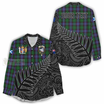 Galbraith Crest Tartan Women's Casual Shirt with New Zealand Silver Fern Half Style