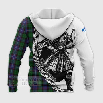 Galbraith Tartan Clan Crest Knitted Hoodie with Highlander Warrior Celtic Style