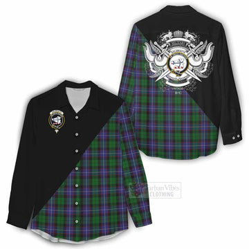 Galbraith Tartan Women's Casual Shirt with Family Crest and Military Logo Style