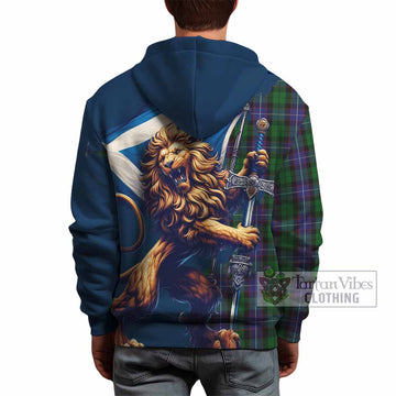 Galbraith Tartan Family Crest Hoodie with Scottish Majestic Lion