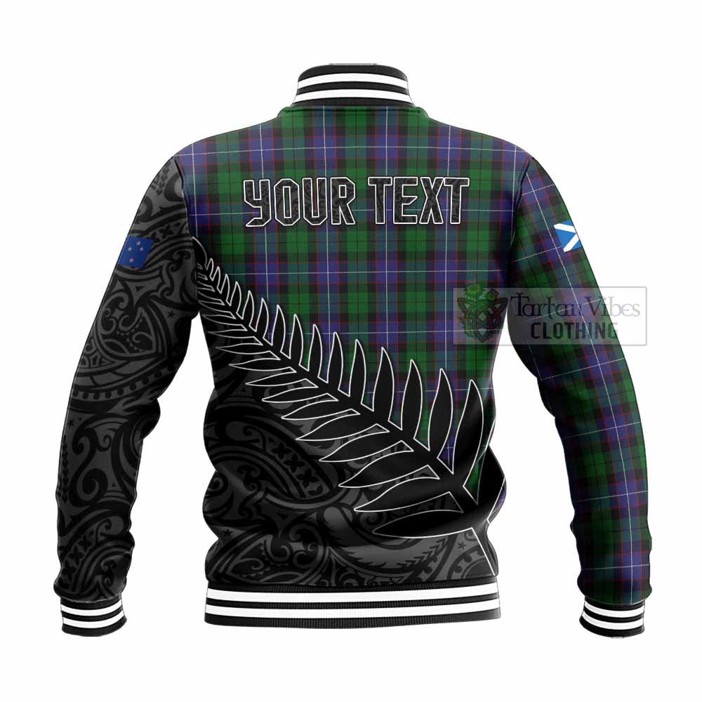 Tartan Vibes Clothing Galbraith Crest Tartan Baseball Jacket with New Zealand Silver Fern Half Style