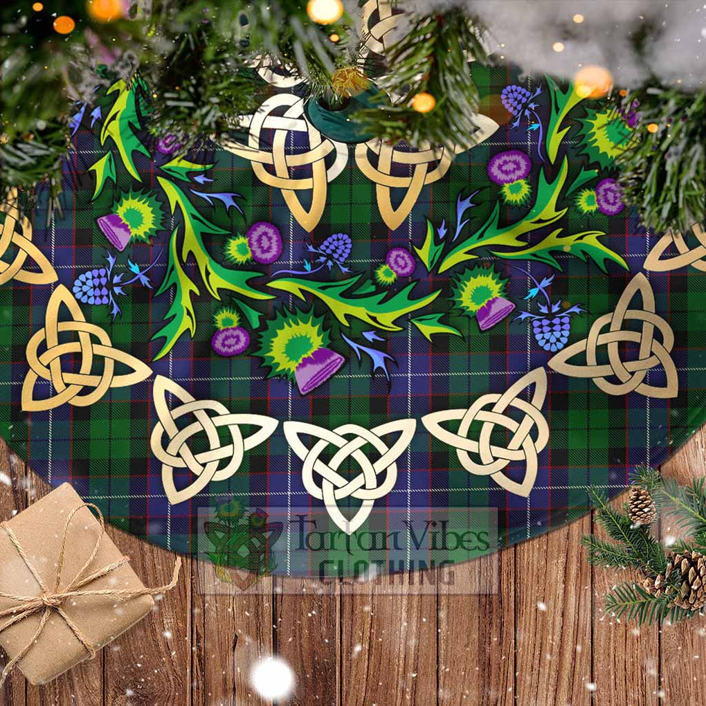 Tartan Vibes Clothing Galbraith Tartan Christmas Tree Skirt with Thistle Celtic Knot Style