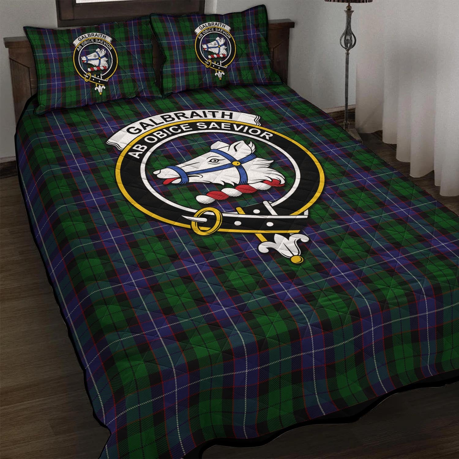 Galbraith Tartan Quilt Bed Set with Family Crest - Tartan Vibes Clothing