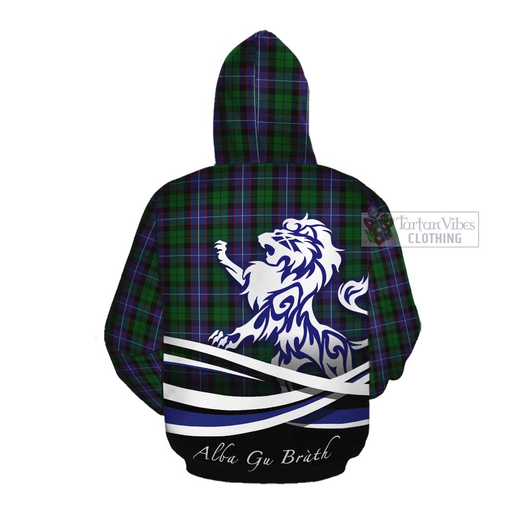 Tartan Vibes Clothing Galbraith Tartan Cotton Hoodie with Alba Gu Brath Regal Lion Emblem