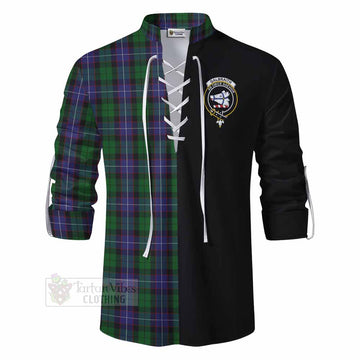 Galbraith Tartan Ghillie Kilt Shirt with Family Crest and Half Of Me Style