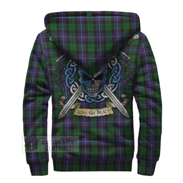 Galbraith Tartan Sherpa Hoodie with Family Crest Celtic Skull Style