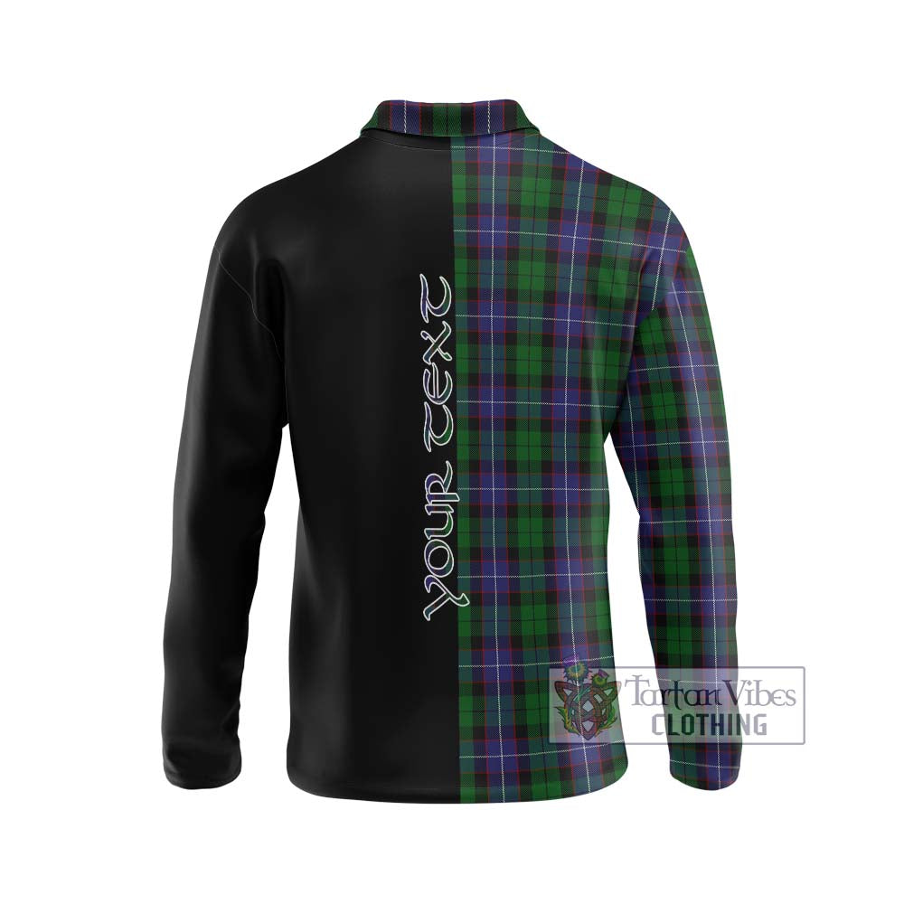 Galbraith Tartan Long Sleeve Polo Shirt with Family Crest and Half Of Me Style - Tartanvibesclothing Shop