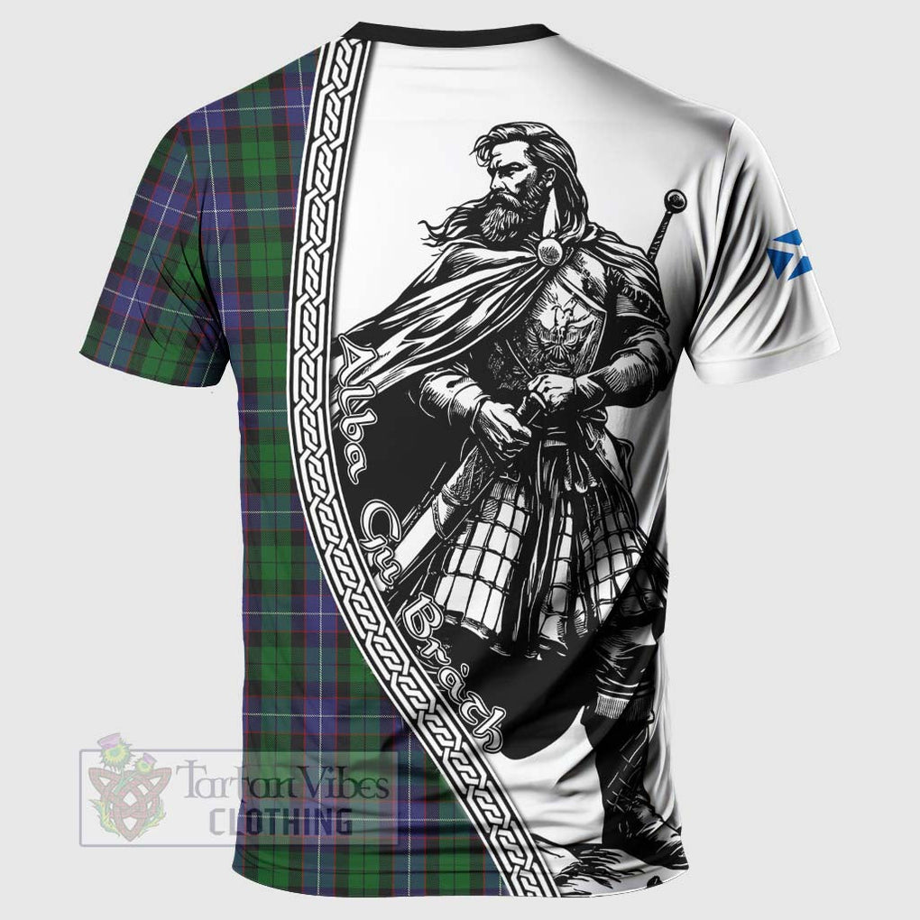 Tartan Vibes Clothing Galbraith Tartan Clan Crest T-Shirt with Highlander Warrior Celtic Style