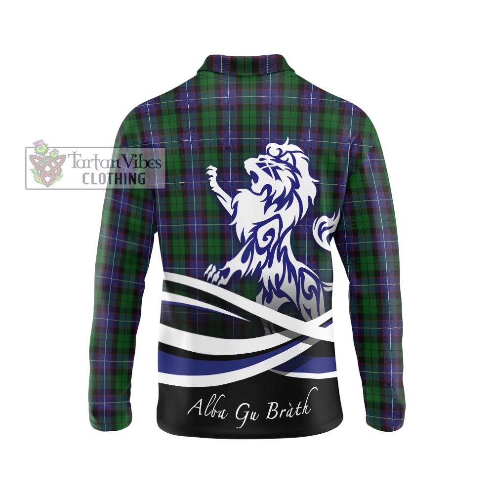 Galbraith Tartan Long Sleeve Polo Shirt with Alba Gu Brath Regal Lion Emblem - Tartanvibesclothing Shop