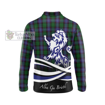 Galbraith Tartan Long Sleeve Polo Shirt with Alba Gu Brath Regal Lion Emblem