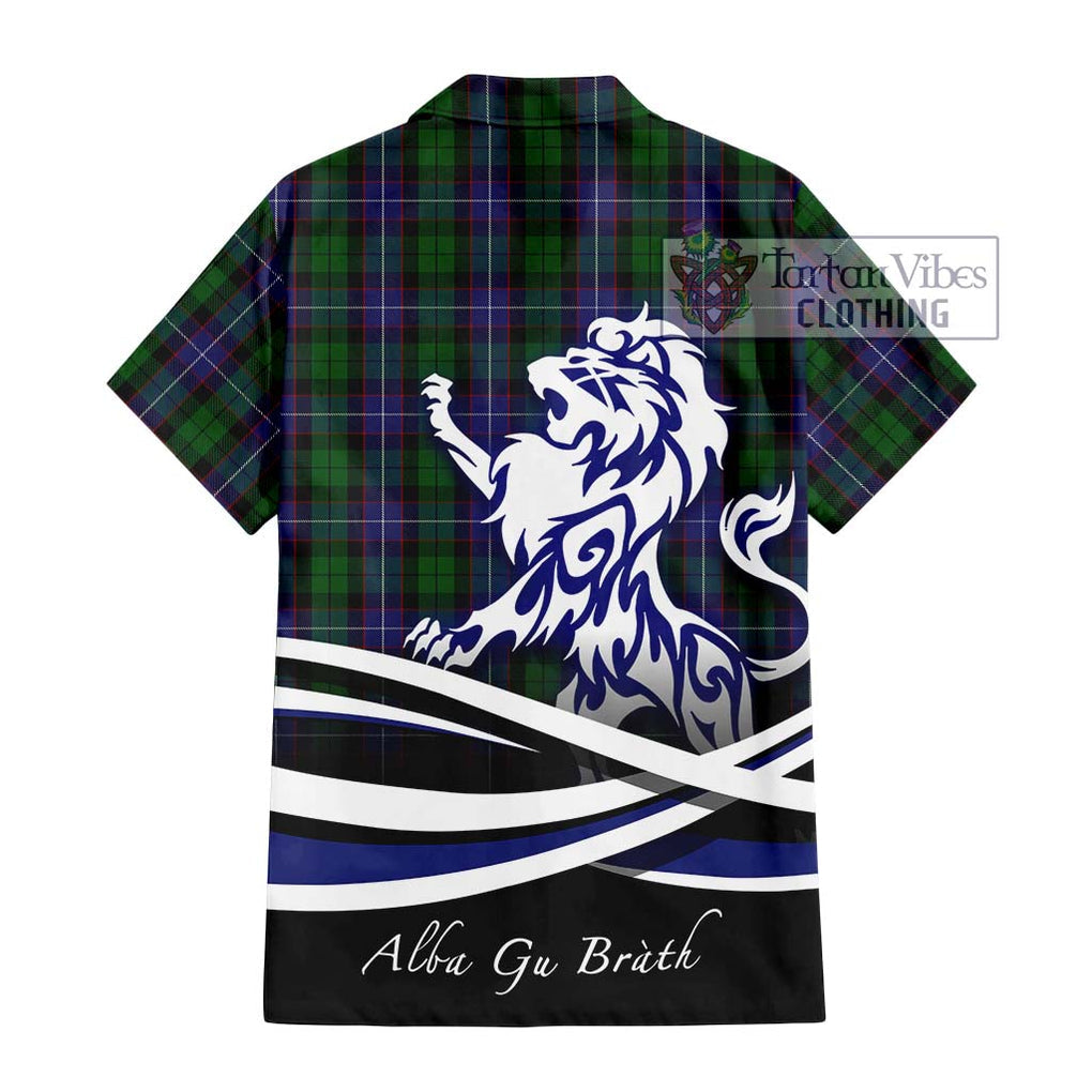 Galbraith Tartan Short Sleeve Button Shirt with Alba Gu Brath Regal Lion Emblem - Tartanvibesclothing Shop