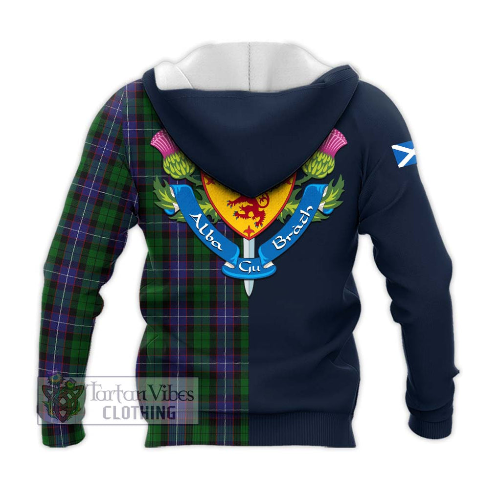 Tartan Vibes Clothing Galbraith Tartan Knitted Hoodie with Scottish Lion Royal Arm Half Style