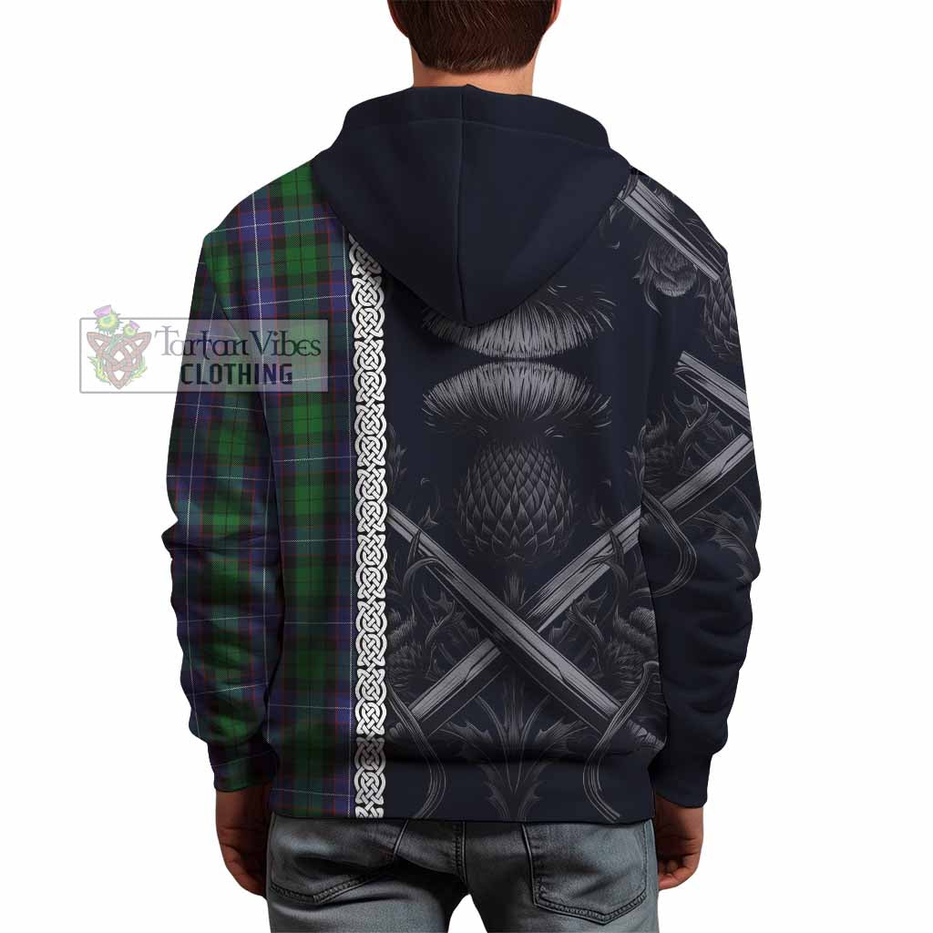 Galbraith Tartan Hoodie with Family Crest Cross Sword Thistle Celtic Vibes - Tartan Vibes Clothing