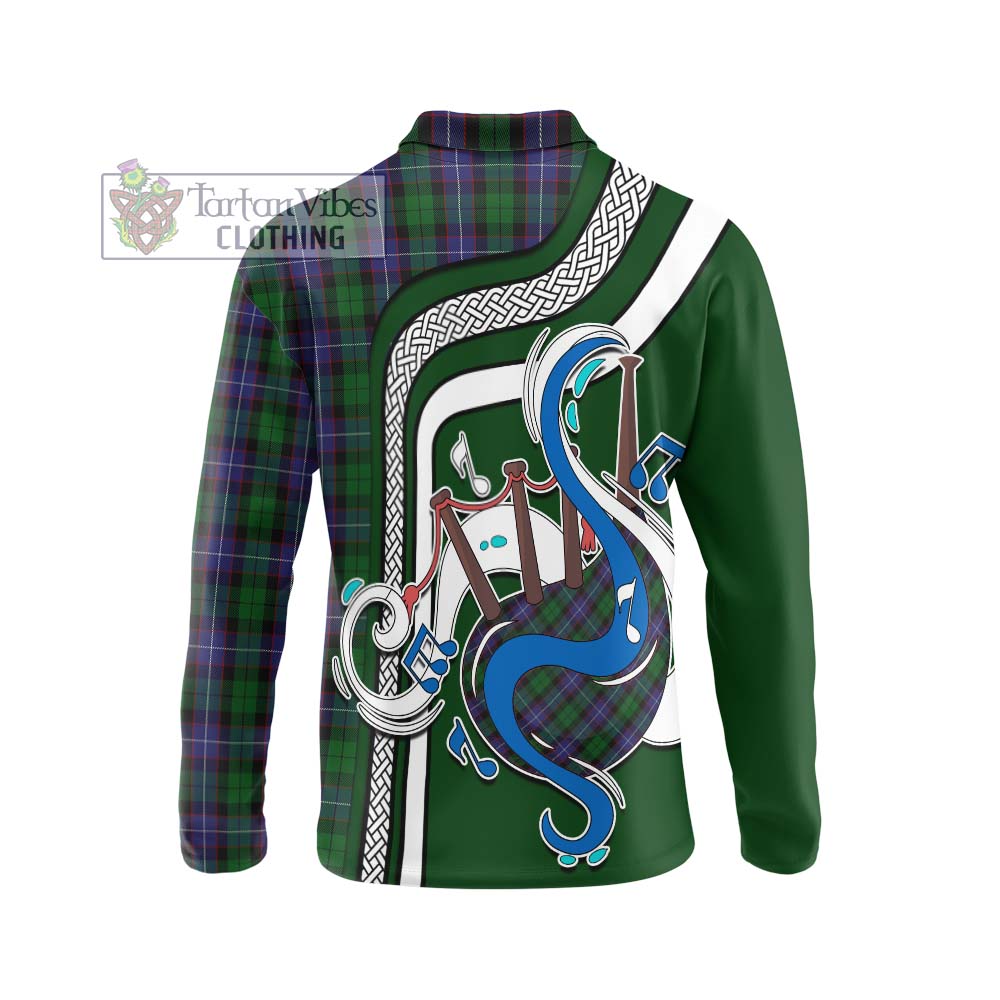 Tartan Vibes Clothing Galbraith Tartan Long Sleeve Polo Shirt with Epic Bagpipe Style