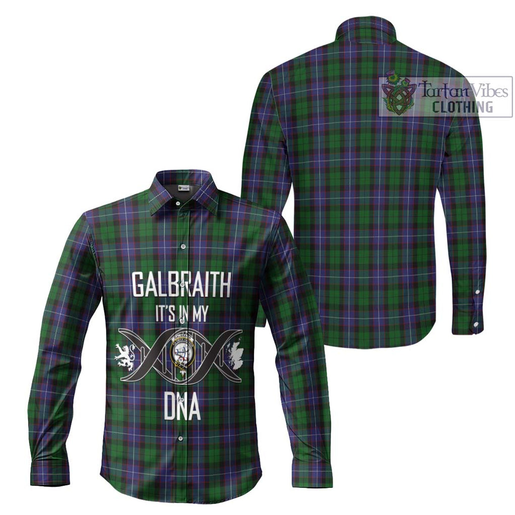 Galbraith Tartan Long Sleeve Button Shirt with Family Crest DNA In Me Style Men's Shirt - Tartanvibesclothing Shop