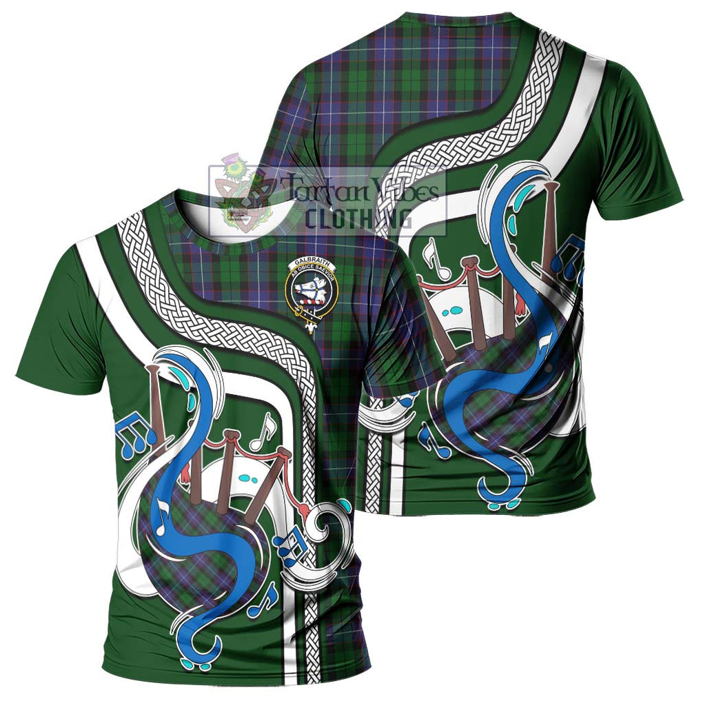 Galbraith Tartan T-Shirt with Epic Bagpipe Style - Tartanvibesclothing Shop