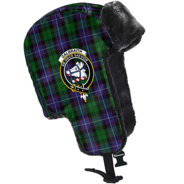 Galbraith Tartan Winter Trapper Hat with Family Crest