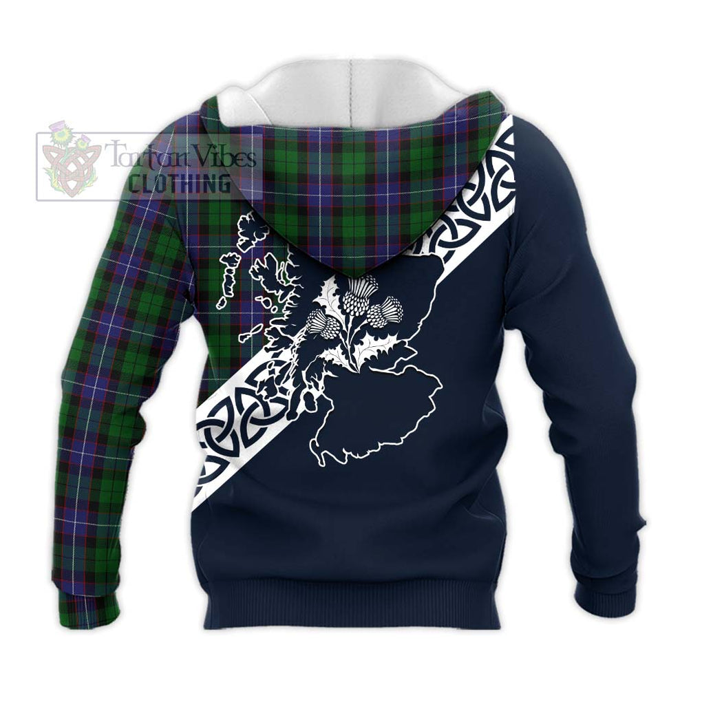 Tartan Vibes Clothing Galbraith Tartan Knitted Hoodie Featuring Thistle and Scotland Map