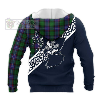 Galbraith Tartan Knitted Hoodie Featuring Thistle and Scotland Map