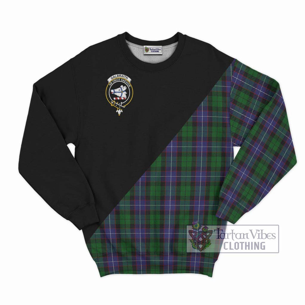 Galbraith Tartan Sweatshirt with Family Crest and Military Logo Style - Tartanvibesclothing Shop