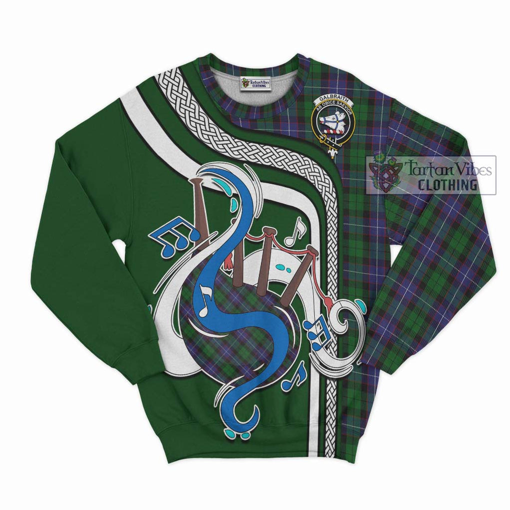 Galbraith Tartan Sweatshirt with Epic Bagpipe Style - Tartanvibesclothing Shop