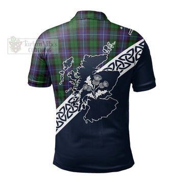 Galbraith Tartan Polo Shirt Featuring Thistle and Scotland Map