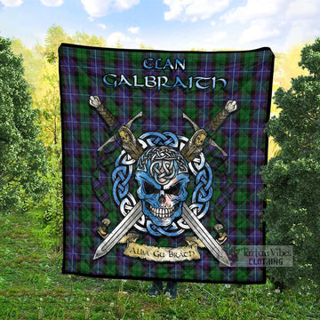 Galbraith Tartan Quilt with Celtic Skull Alba Gu Brath Style