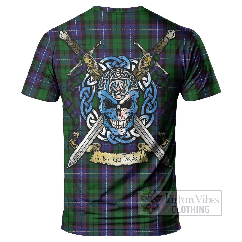 Tartan Vibes Clothing Galbraith Tartan T-Shirt with Family Crest Celtic Skull Style