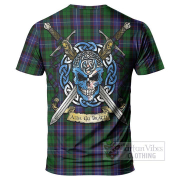 Galbraith Tartan T-Shirt with Family Crest Celtic Skull Style