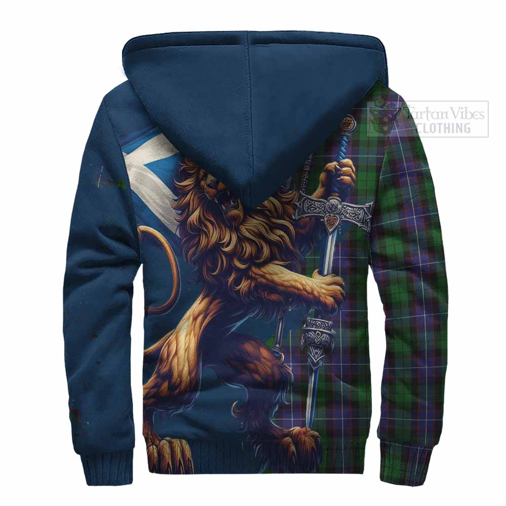 Tartan Vibes Clothing Galbraith Tartan Family Crest Sherpa Hoodie with Scottish Majestic Lion