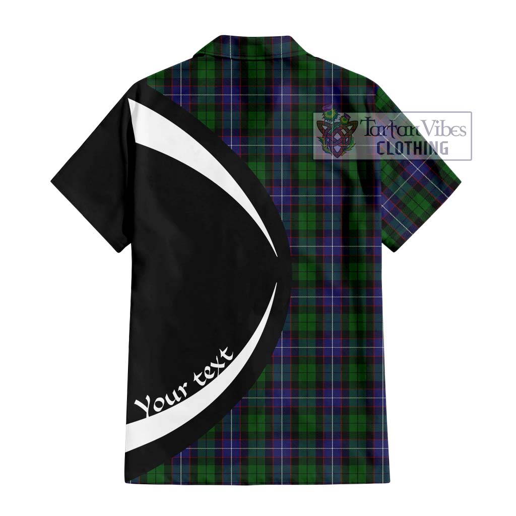 Galbraith Tartan Short Sleeve Button Up with Family Crest Circle Style - Tartan Vibes Clothing