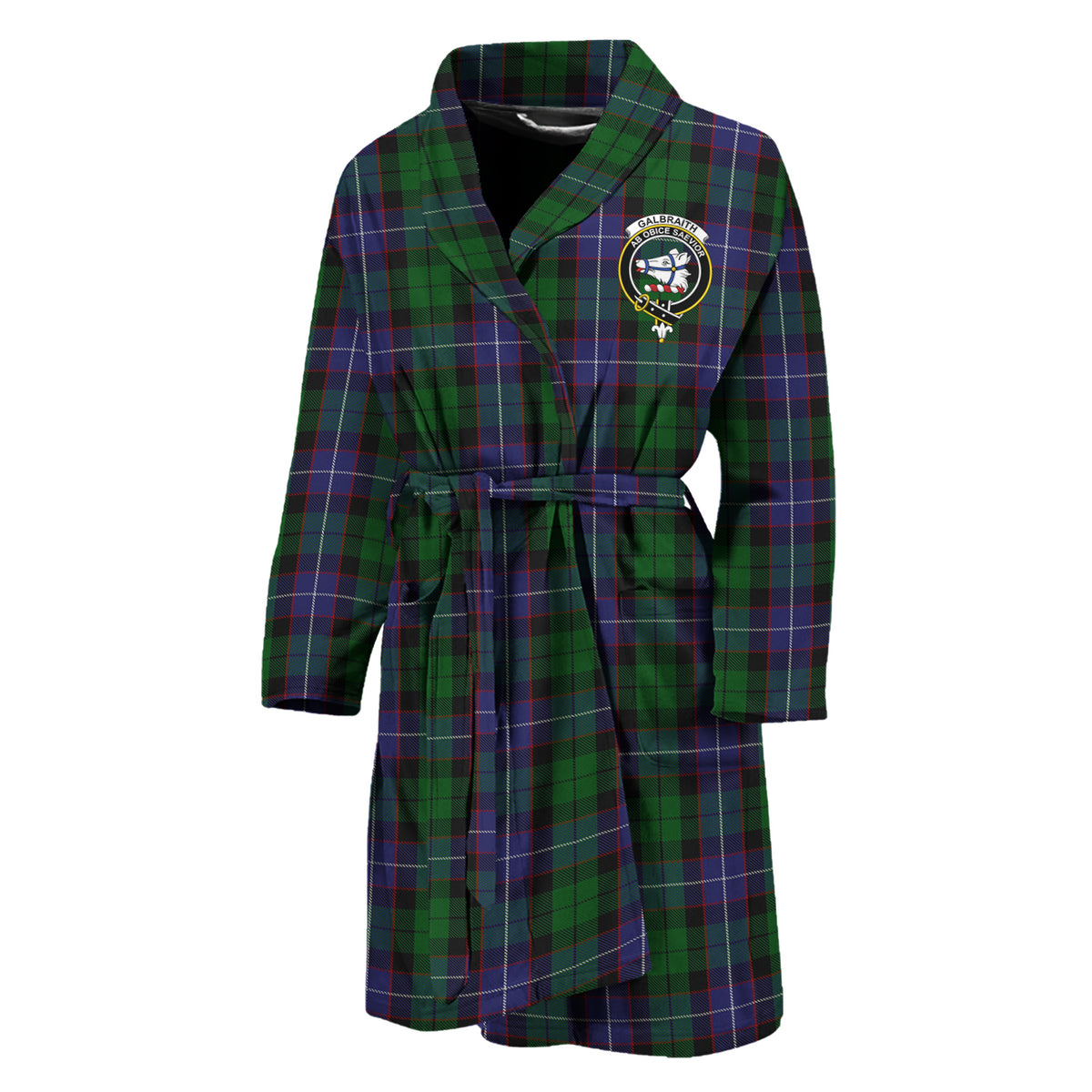 Galbraith Tartan Bathrobe with Family Crest Unisex M - Tartan Vibes Clothing