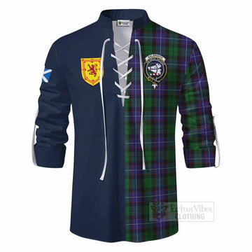 Galbraith Tartan Ghillie Kilt Shirt Alba with Scottish Lion Royal Arm Half Style