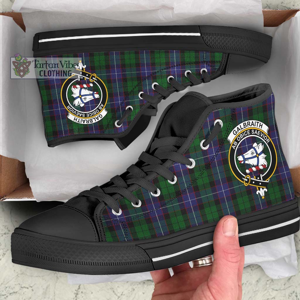 Tartan Vibes Clothing Galbraith Tartan High Top Shoes with Family Crest