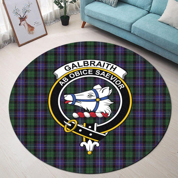 Galbraith Tartan Round Rug with Family Crest - Tartan Vibes Clothing