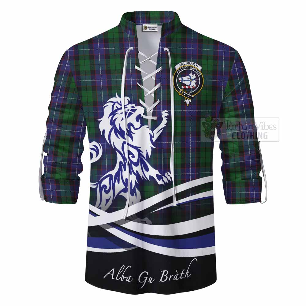 Tartan Vibes Clothing Galbraith Tartan Ghillie Kilt Shirt with Alba Gu Brath Regal Lion Emblem