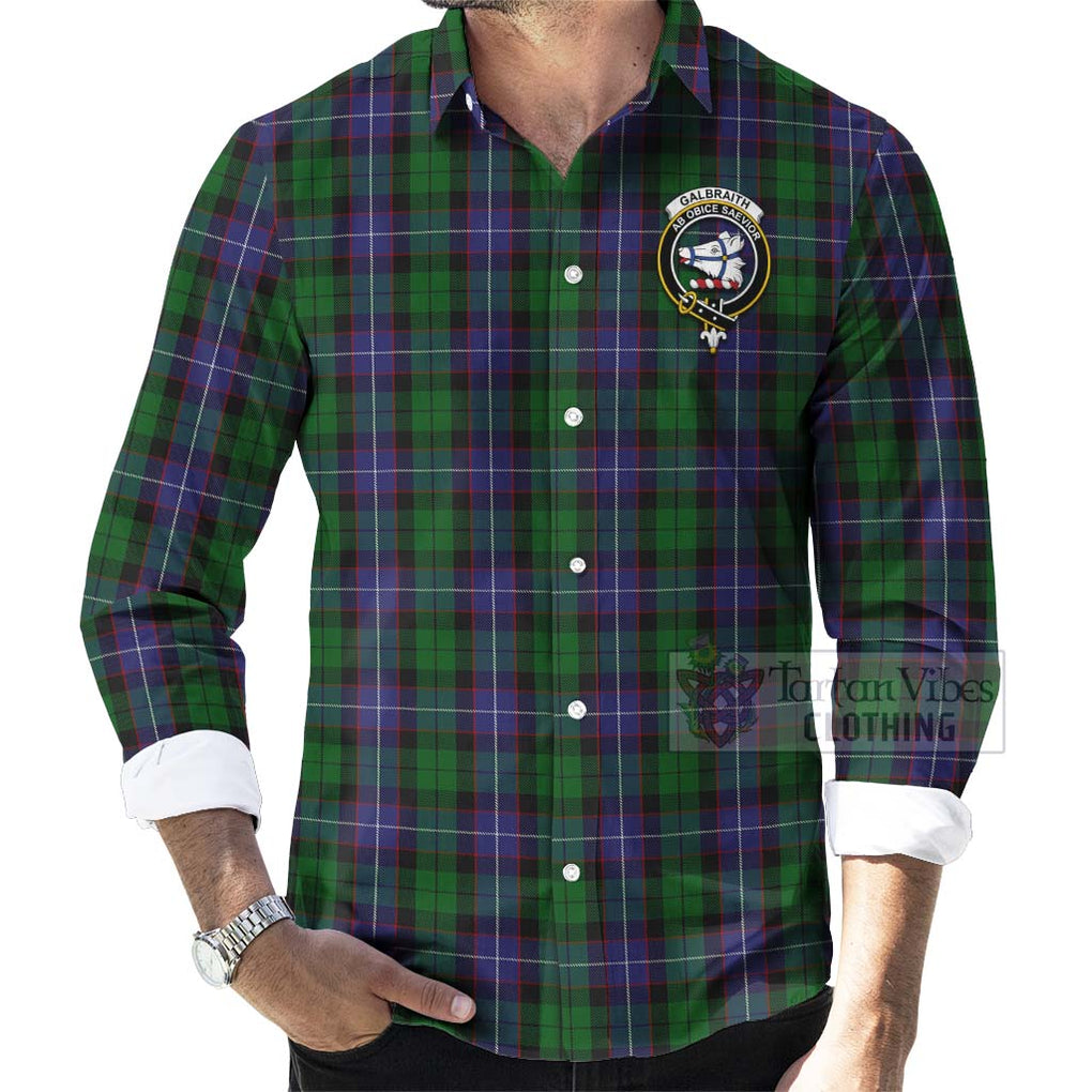 Tartan Vibes Clothing Galbraith Tartan Long Sleeve Button Shirt with Family Crest Celtic Skull Style