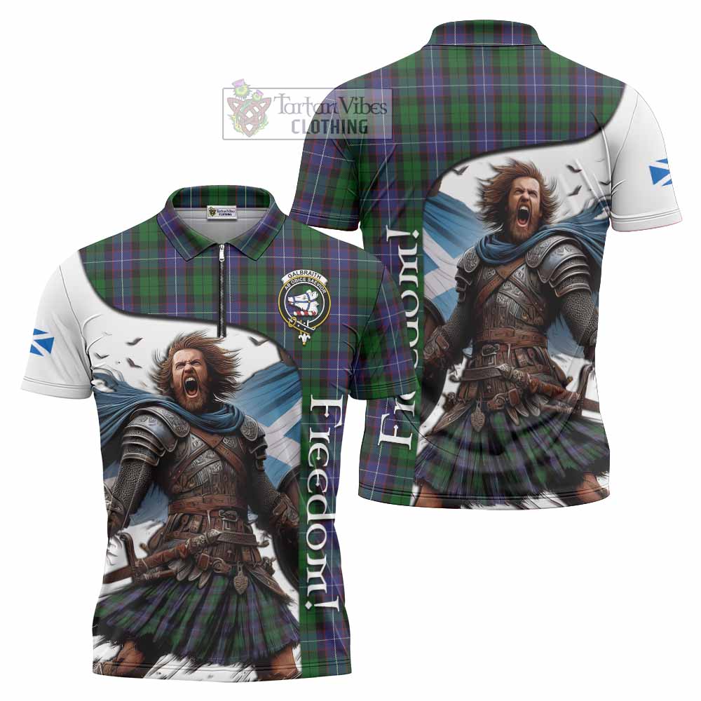 Tartan Vibes Clothing Galbraith Crest Tartan Zipper Polo Shirt Inspired by the Freedom of Scottish Warrior