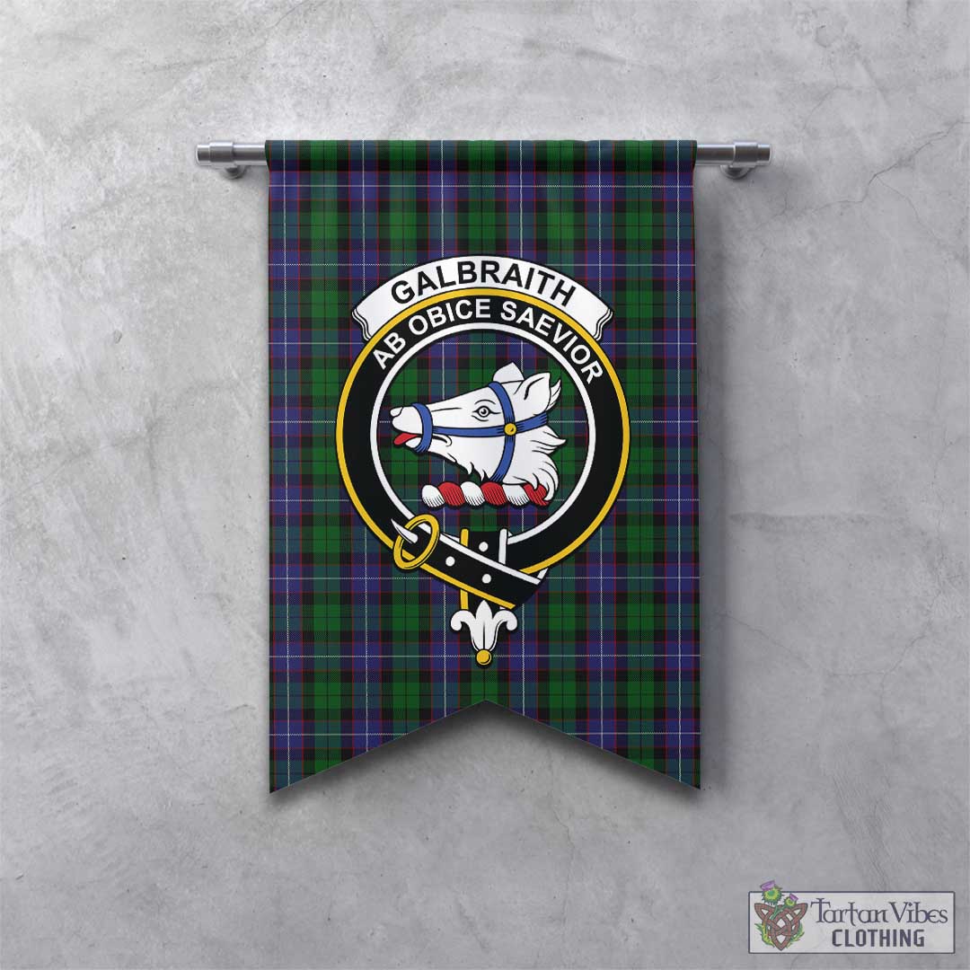 Tartan Vibes Clothing Galbraith Tartan Gonfalon, Tartan Banner with Family Crest