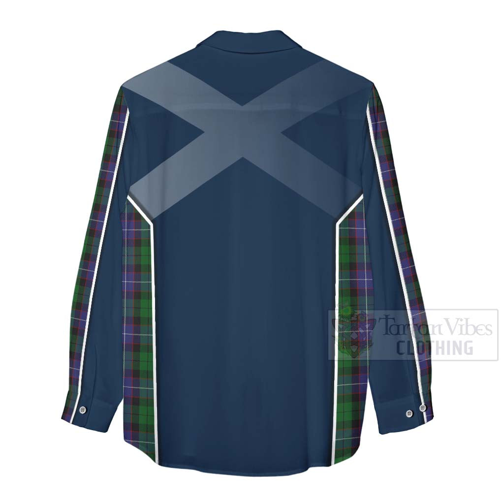 Tartan Vibes Clothing Galbraith Tartan Women's Casual Shirt with Family Crest and Scottish Thistle Vibes Sport Style